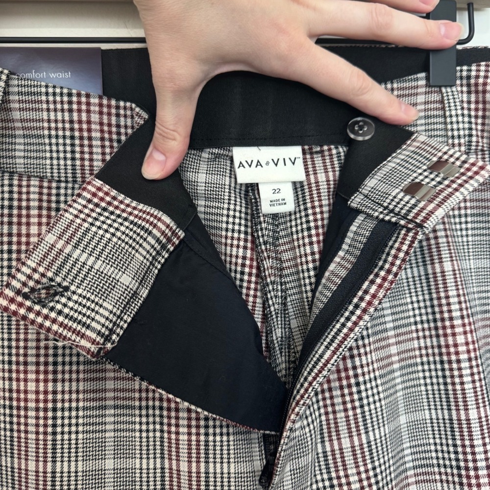 NWT Ava & Viv Plus Size 22 Plaid High Rise Ankle Pants Comfort Stretch Fall Work - Picture 3 of 7